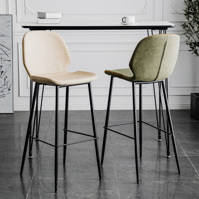 Scandinavian Matte Finish Leather Barstool Footrest Coffee Shop Stool