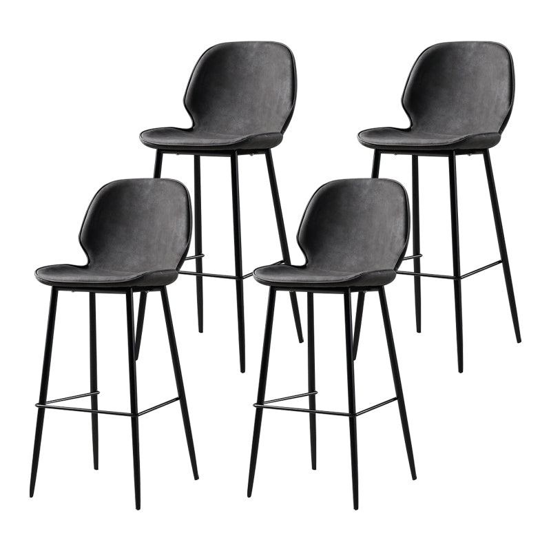Scandinavian Matte Finish Leather Barstool Footrest Coffee Shop Stool