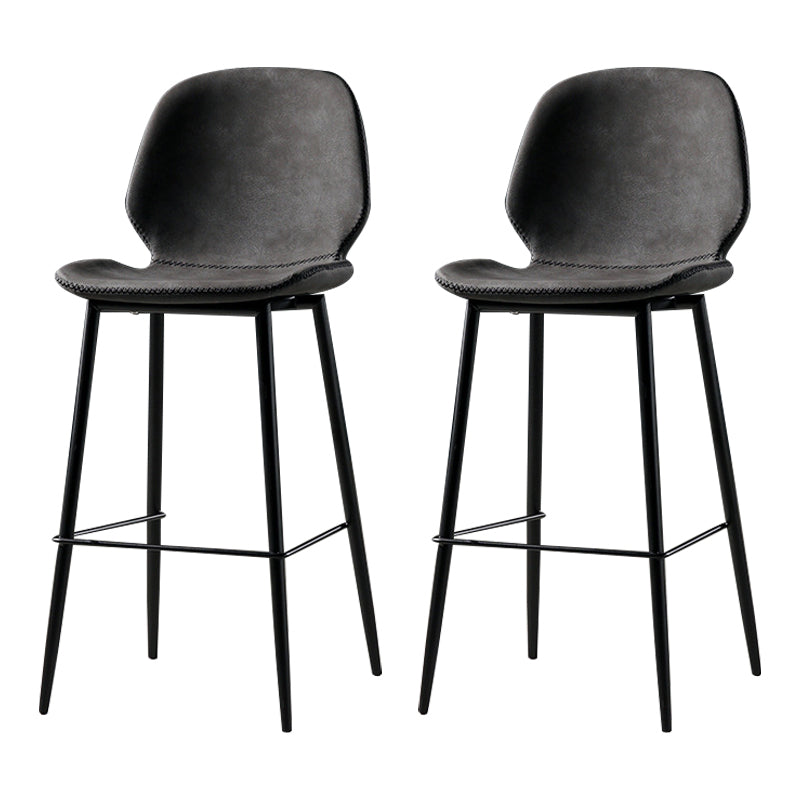 Scandinavian Matte Finish Leather Barstool Footrest Coffee Shop Stool