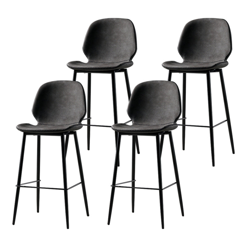 Scandinavian Matte Finish Leather Barstool Footrest Coffee Shop Stool