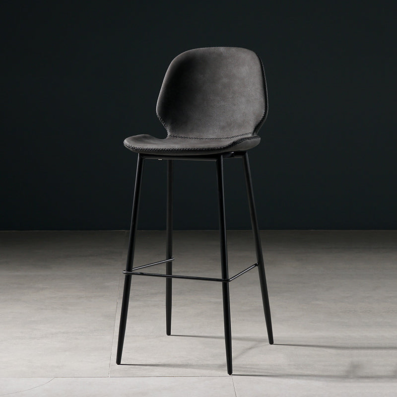 Scandinavian Matte Finish Leather Barstool Footrest Coffee Shop Stool