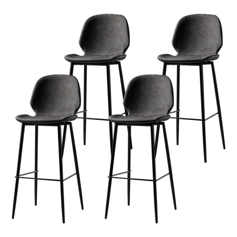 Scandinavian Matte Finish Leather Barstool Footrest Coffee Shop Stool