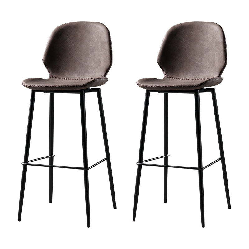 Scandinavian Matte Finish Leather Barstool Footrest Coffee Shop Stool