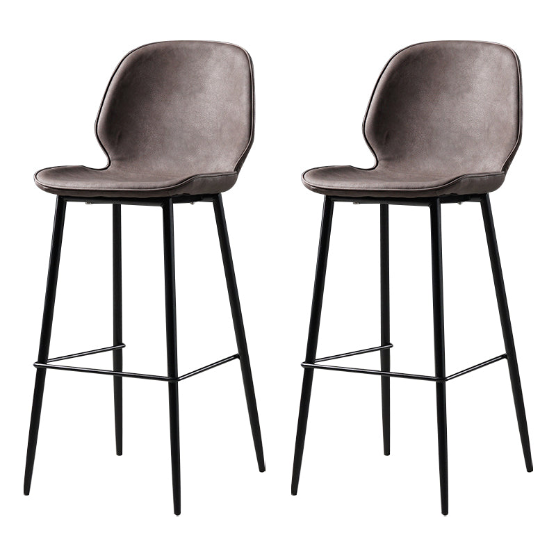 Scandinavian Matte Finish Leather Barstool Footrest Coffee Shop Stool
