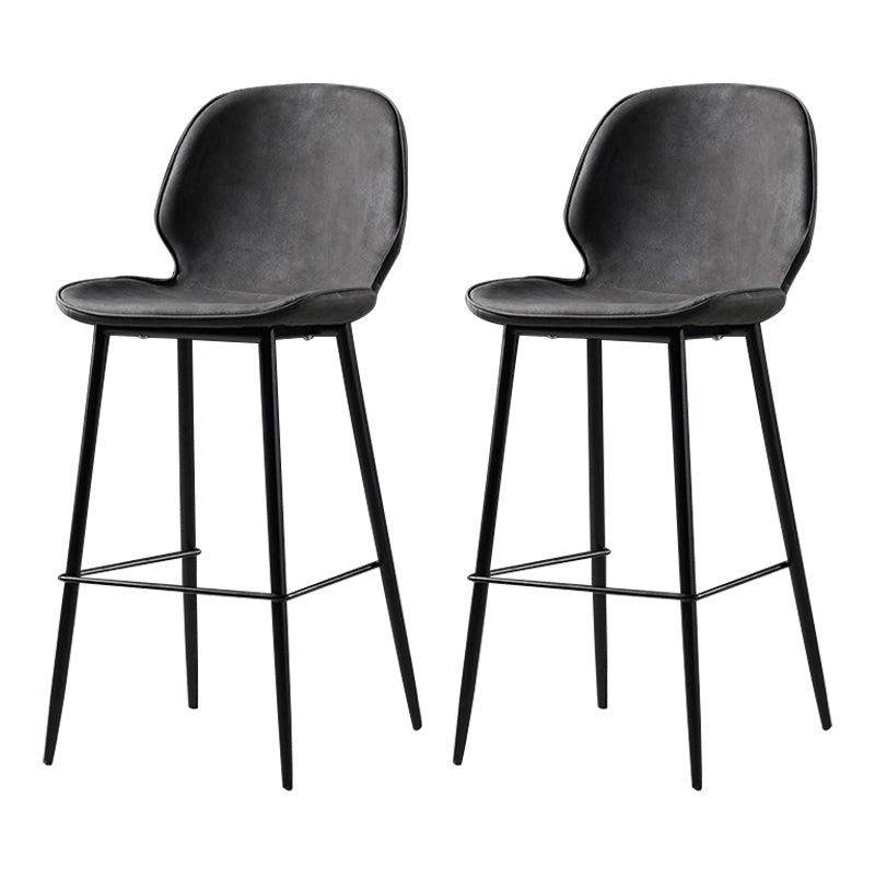 Scandinavian Matte Finish Leather Barstool Footrest Coffee Shop Stool