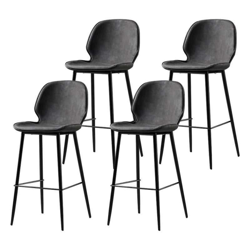 Scandinavian Matte Finish Leather Barstool Footrest Coffee Shop Stool