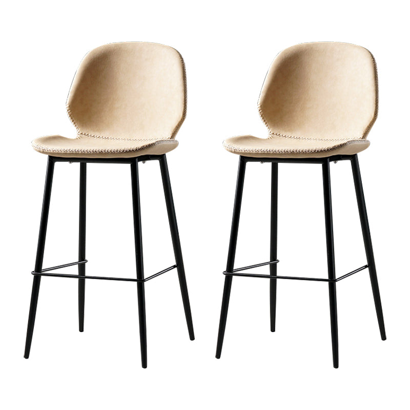 Scandinavian Matte Finish Leather Barstool Footrest Coffee Shop Stool