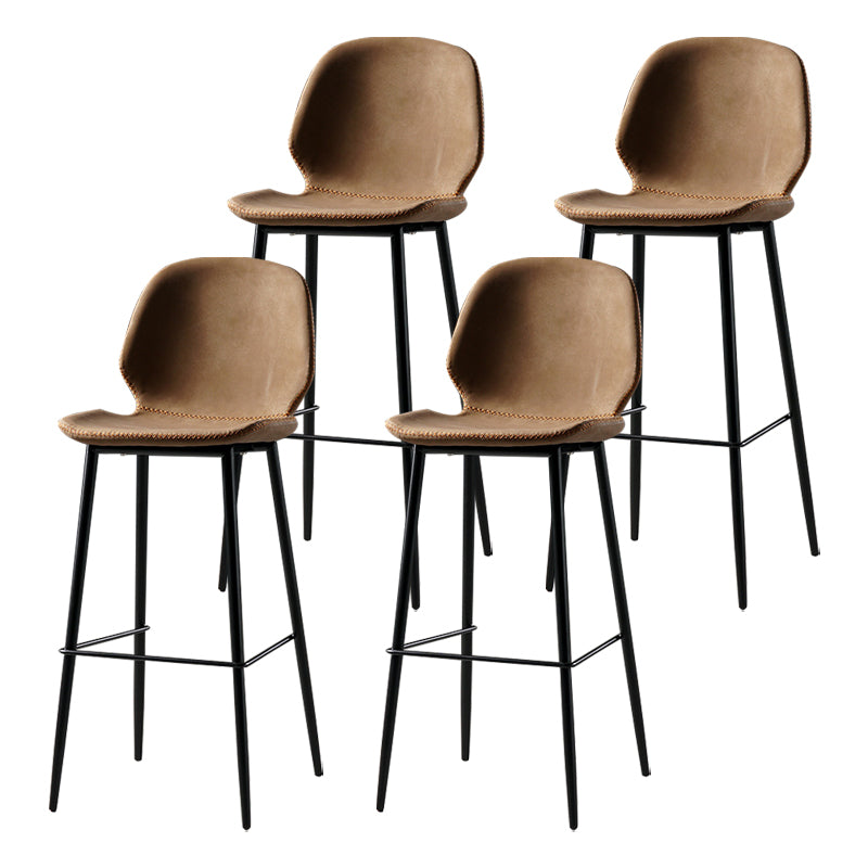 Scandinavian Matte Finish Leather Barstool Footrest Coffee Shop Stool