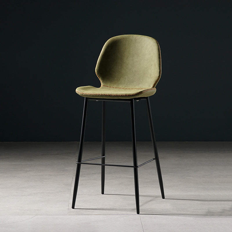 Scandinavian Matte Finish Leather Barstool Footrest Coffee Shop Stool