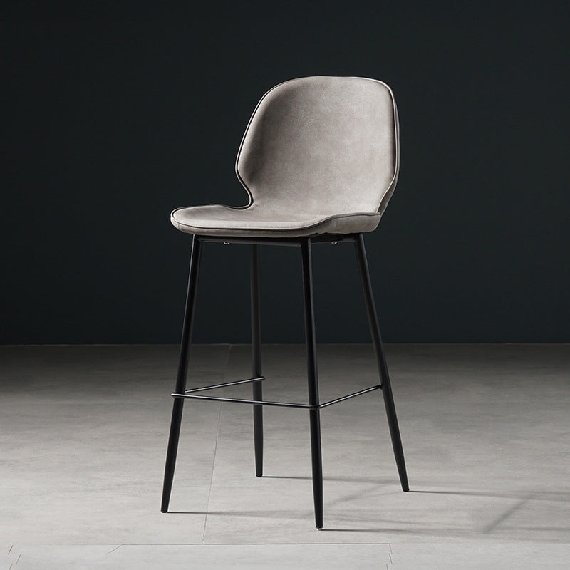 Scandinavian Matte Finish Leather Barstool Footrest Coffee Shop Stool