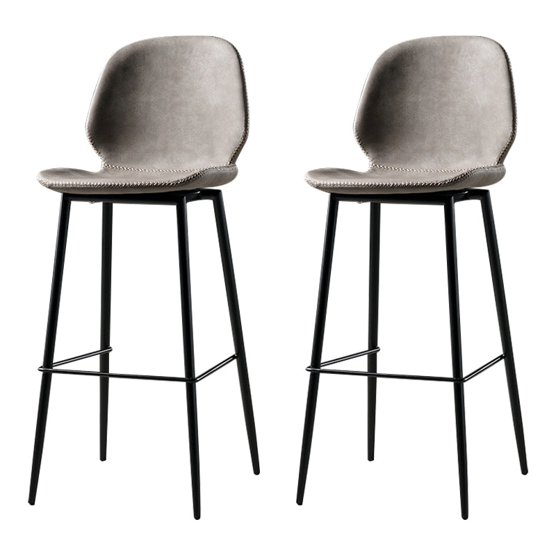 Scandinavian Matte Finish Leather Barstool Footrest Coffee Shop Stool