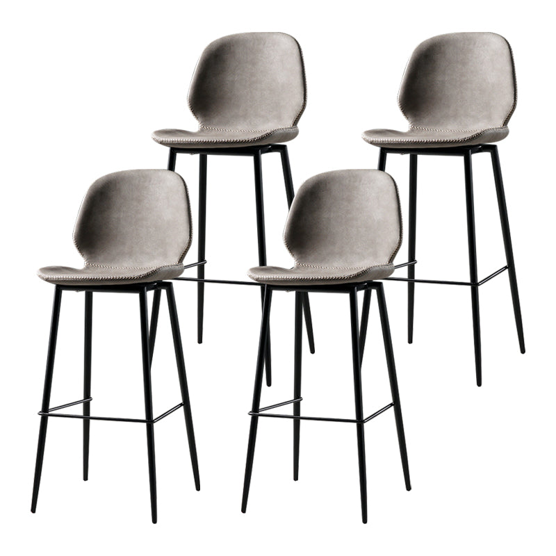 Scandinavian Matte Finish Leather Barstool Footrest Coffee Shop Stool