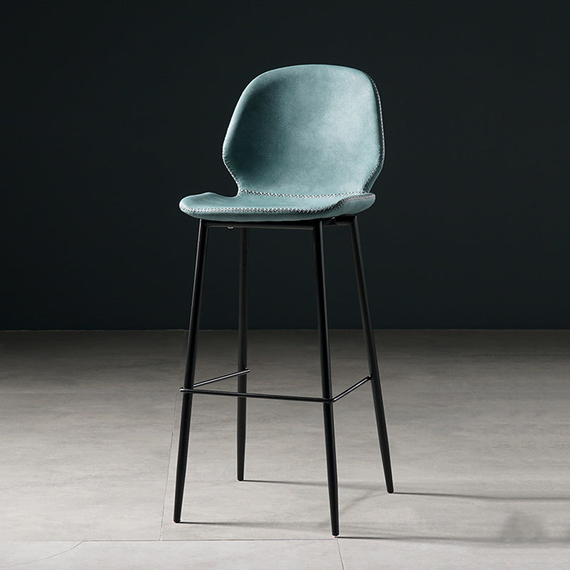 Scandinavian Matte Finish Leather Barstool Footrest Coffee Shop Stool