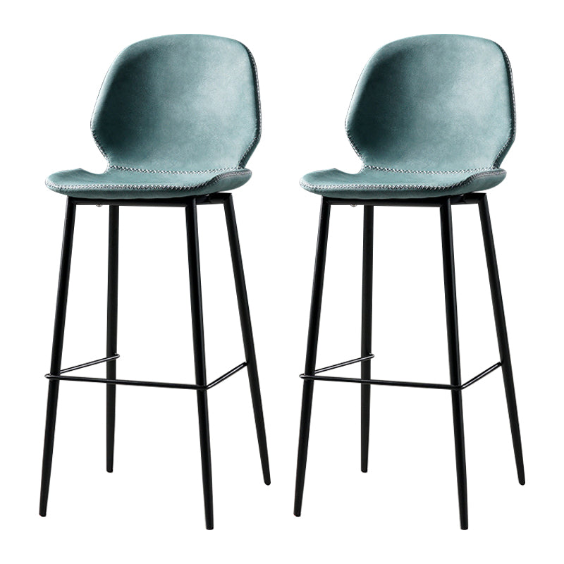 Scandinavian Matte Finish Leather Barstool Footrest Coffee Shop Stool