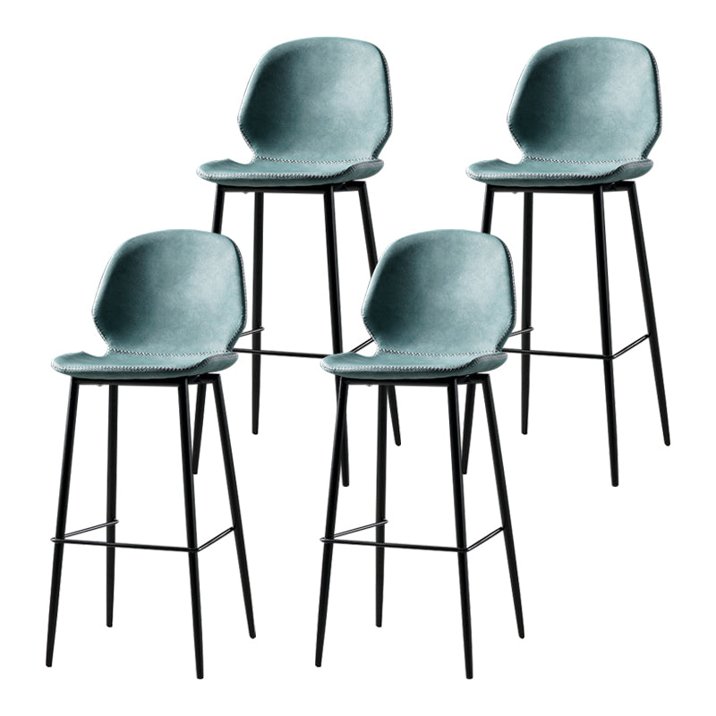 Scandinavian Matte Finish Leather Barstool Footrest Coffee Shop Stool