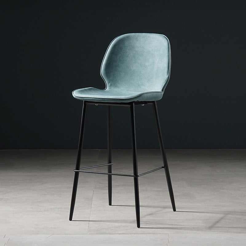 Scandinavian Matte Finish Leather Barstool Footrest Coffee Shop Stool