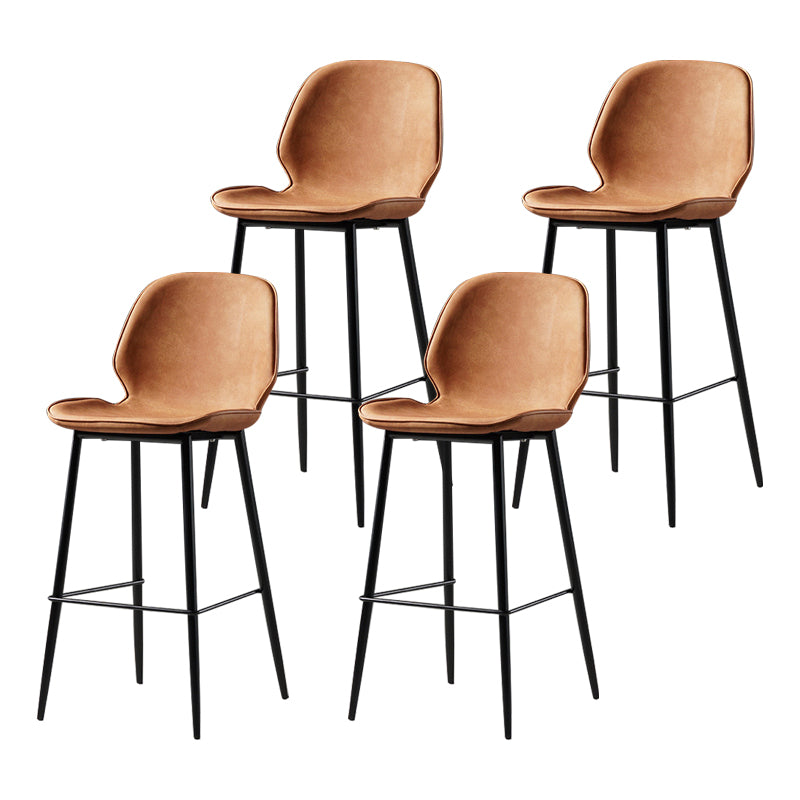 Scandinavian Matte Finish Leather Barstool Footrest Coffee Shop Stool