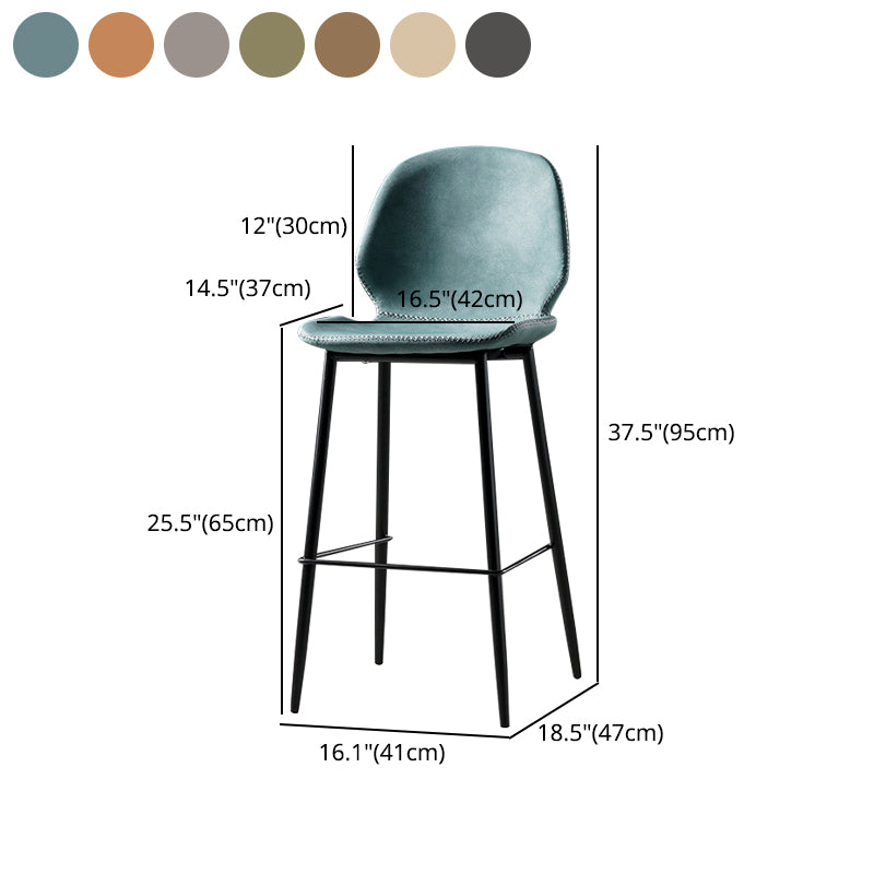 Scandinavian Matte Finish Leather Barstool Footrest Coffee Shop Stool
