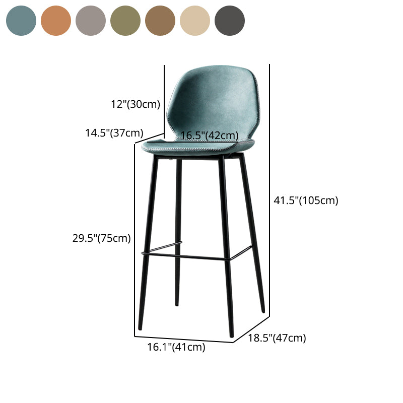 Scandinavian Matte Finish Leather Barstool Footrest Coffee Shop Stool