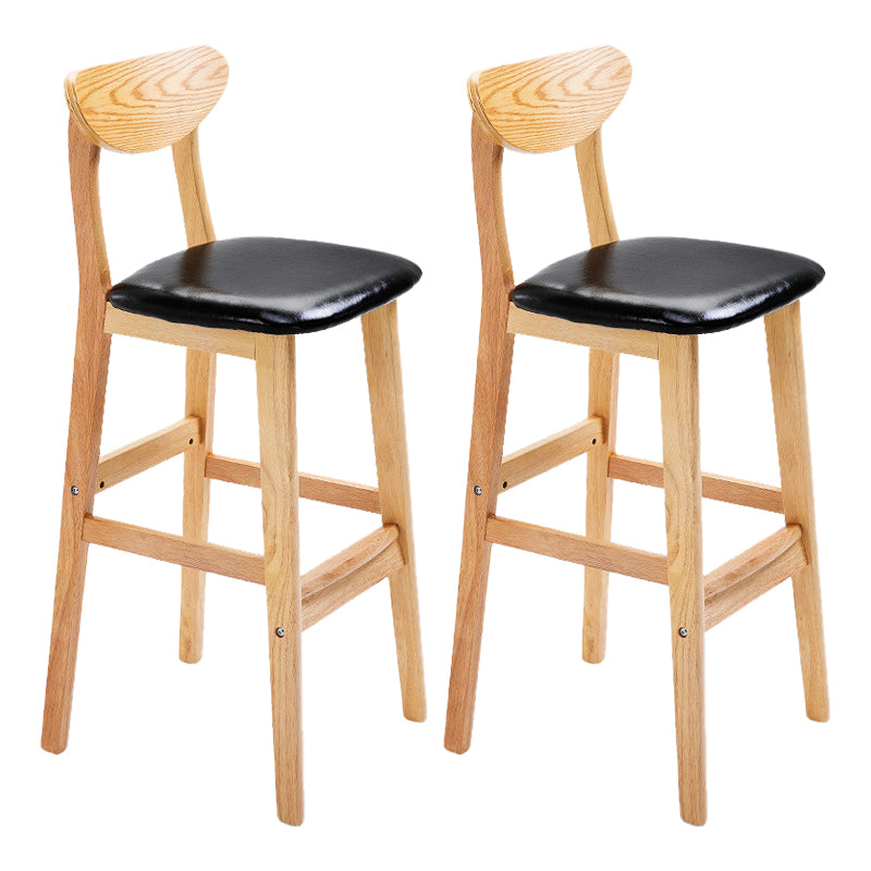 Scandinavian Footrest Solid Wood Bar Stool Low Back Home Stool