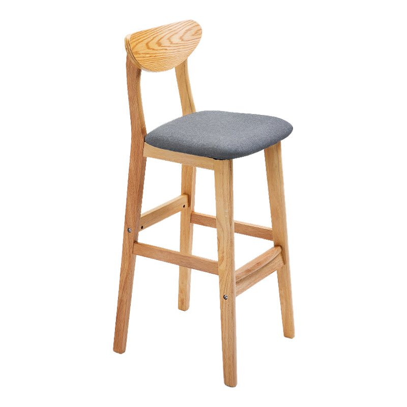 Scandinavian Footrest Solid Wood Bar Stool Low Back Home Stool