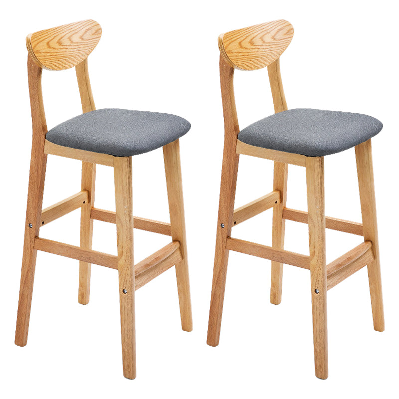 Scandinavian Footrest Solid Wood Bar Stool Low Back Home Stool