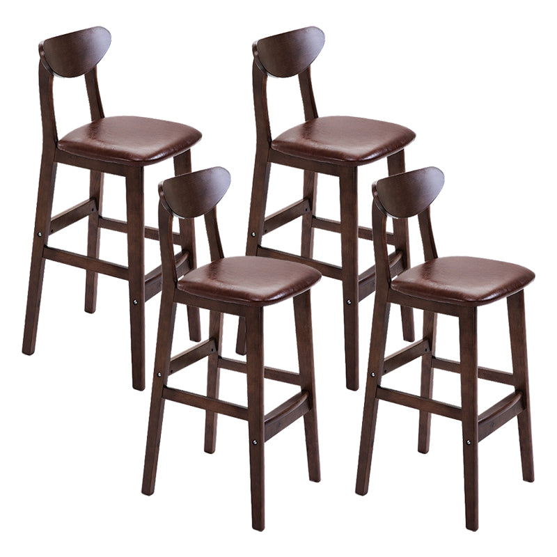 Scandinavian Footrest Solid Wood Bar Stool Low Back Home Stool