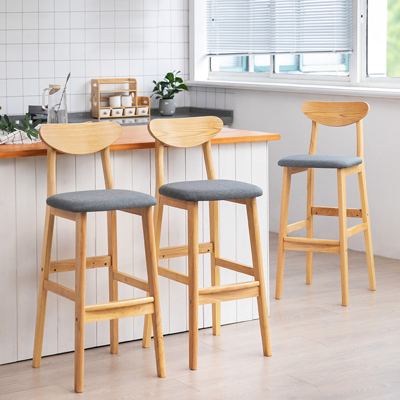 Scandinavian Footrest Solid Wood Bar Stool Low Back Home Stool