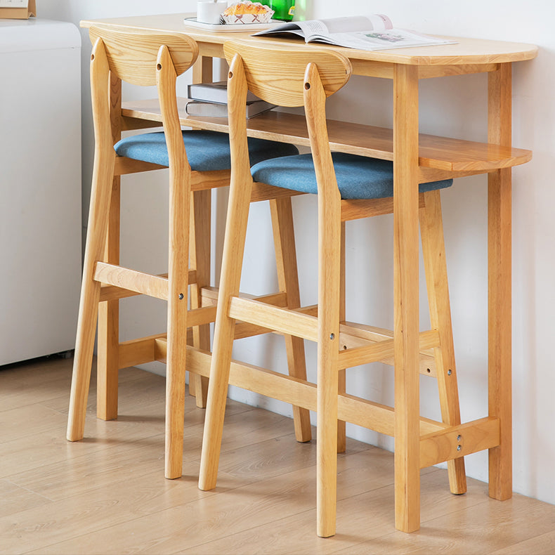 Scandinavian Footrest Solid Wood Bar Stool Low Back Home Stool