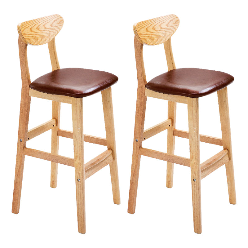 Scandinavian Footrest Solid Wood Bar Stool Low Back Home Stool