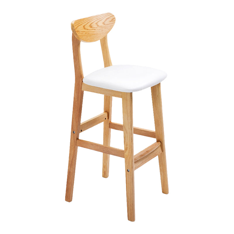 Scandinavian Footrest Solid Wood Bar Stool Low Back Home Stool