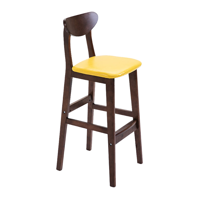 Scandinavian Footrest Solid Wood Bar Stool Low Back Home Stool