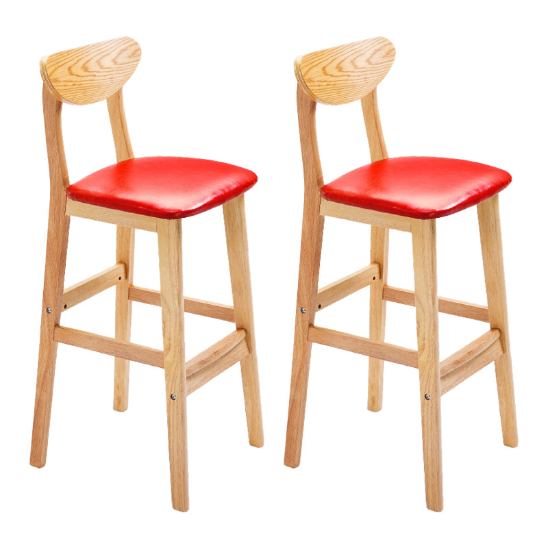 Scandinavian Footrest Solid Wood Bar Stool Low Back Home Stool