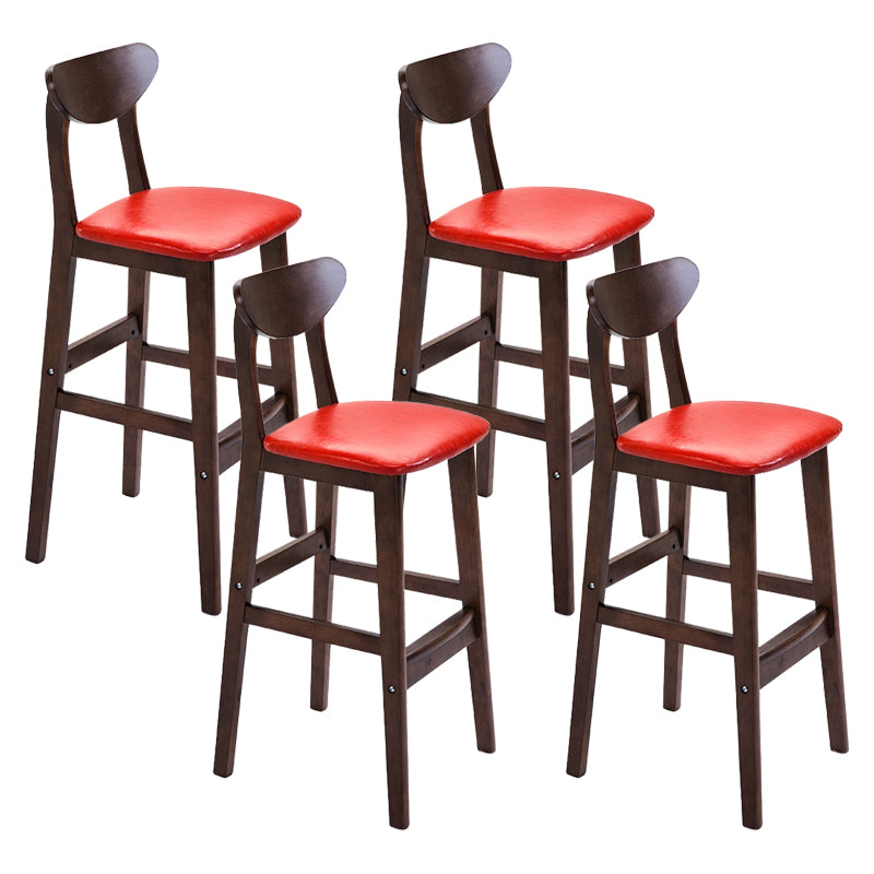 Scandinavian Footrest Solid Wood Bar Stool Low Back Home Stool