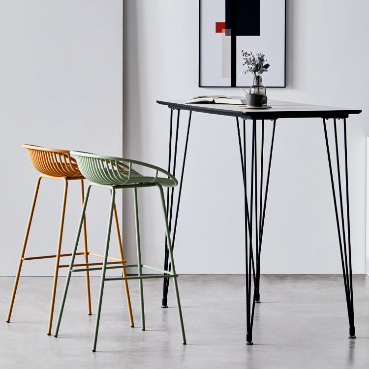 Contemporary Matte Finish Metal Bar Stool Footrest Milk Tea Shop Stool