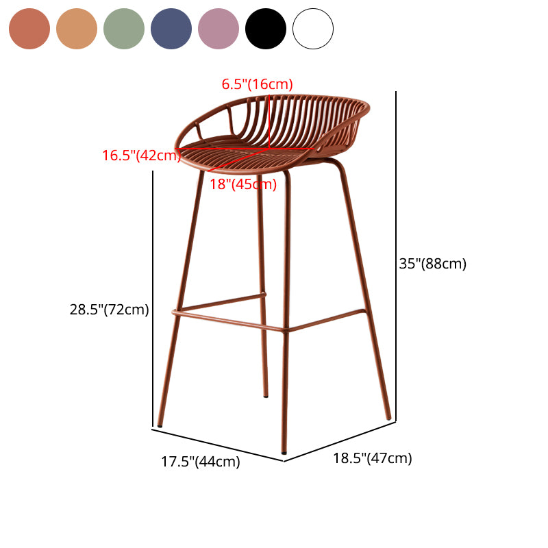 Contemporary Matte Finish Metal Bar Stool Footrest Milk Tea Shop Stool
