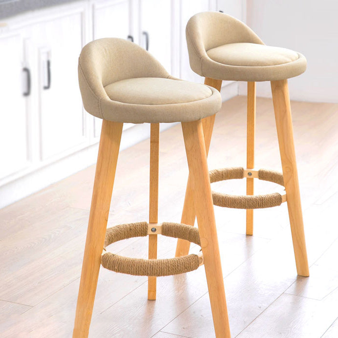 Scandinavian Coffee Shop Low Back Stool Matte Finish Upholstered Bar Stools