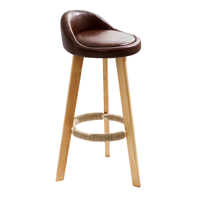 Scandinavian Coffee Shop Low Back Stool Matte Finish Upholstered Bar Stools