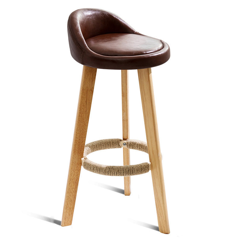 Scandinavian Coffee Shop Low Back Stool Matte Finish Upholstered Bar Stools