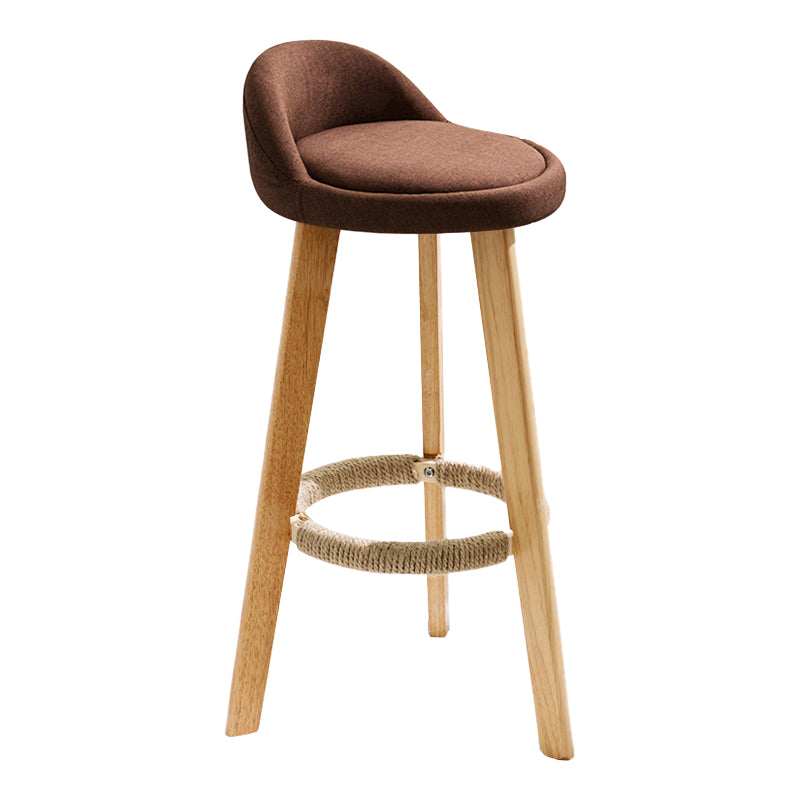 Scandinavian Coffee Shop Low Back Stool Matte Finish Upholstered Bar Stools