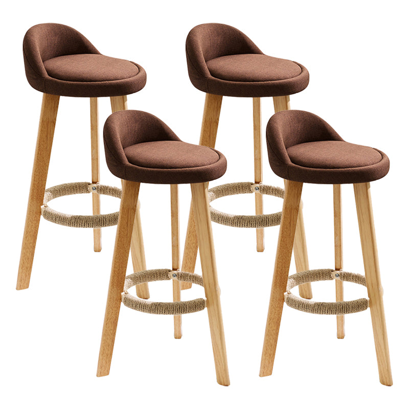 Scandinavian Coffee Shop Low Back Stool Matte Finish Upholstered Bar Stools