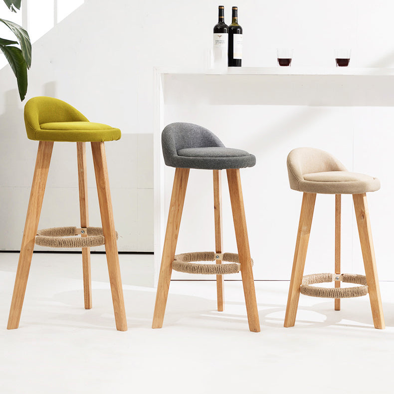 Scandinavian Coffee Shop Low Back Stool Matte Finish Upholstered Bar Stools