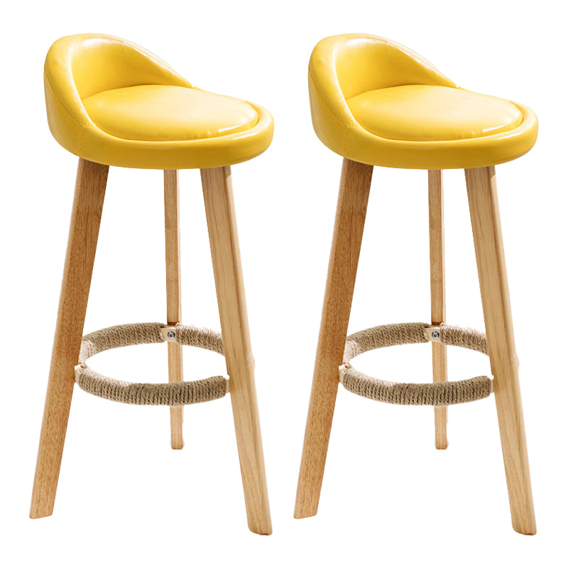 Scandinavian Coffee Shop Low Back Stool Matte Finish Upholstered Bar Stools