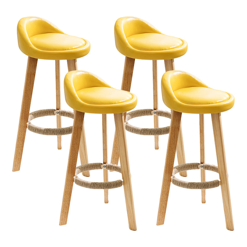Scandinavian Coffee Shop Low Back Stool Matte Finish Upholstered Bar Stools