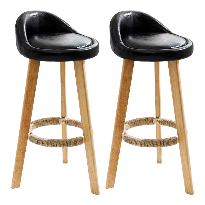 Scandinavian Coffee Shop Low Back Stool Matte Finish Upholstered Bar Stools