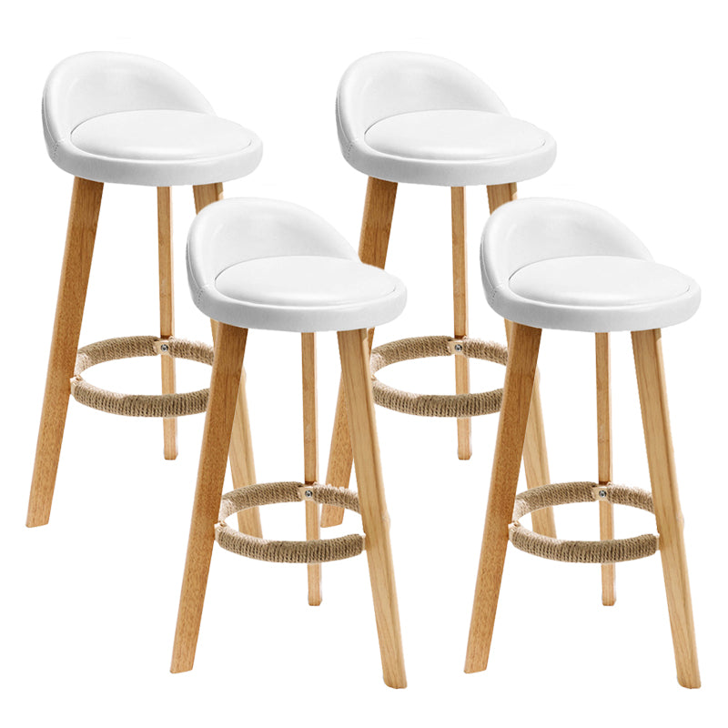 Scandinavian Coffee Shop Low Back Stool Matte Finish Upholstered Bar Stools