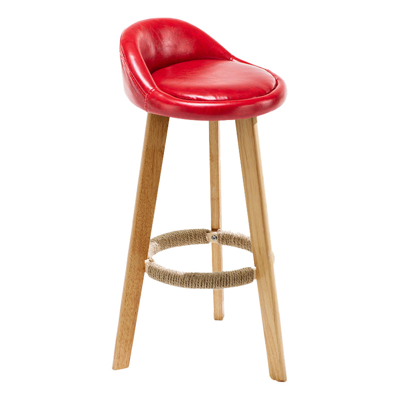 Scandinavian Coffee Shop Low Back Stool Matte Finish Upholstered Bar Stools