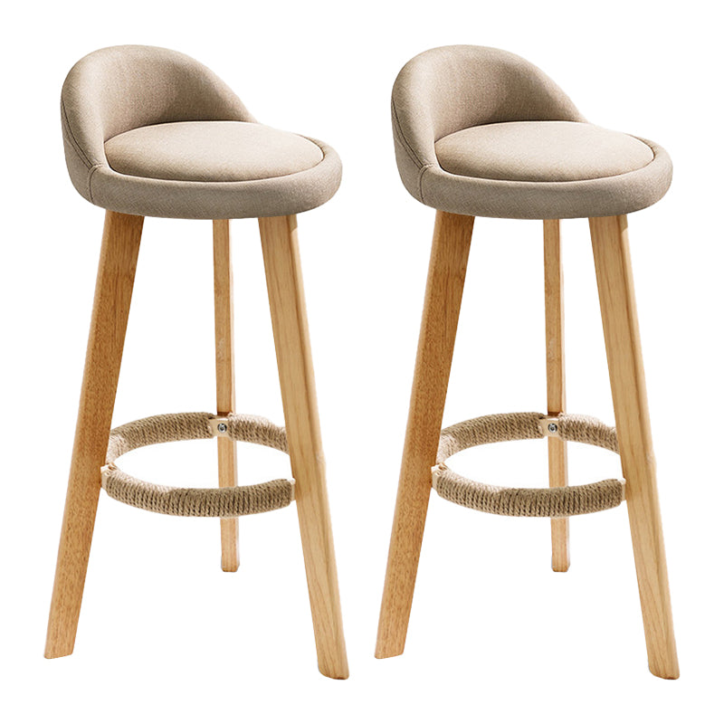 Scandinavian Coffee Shop Low Back Stool Matte Finish Upholstered Bar Stools
