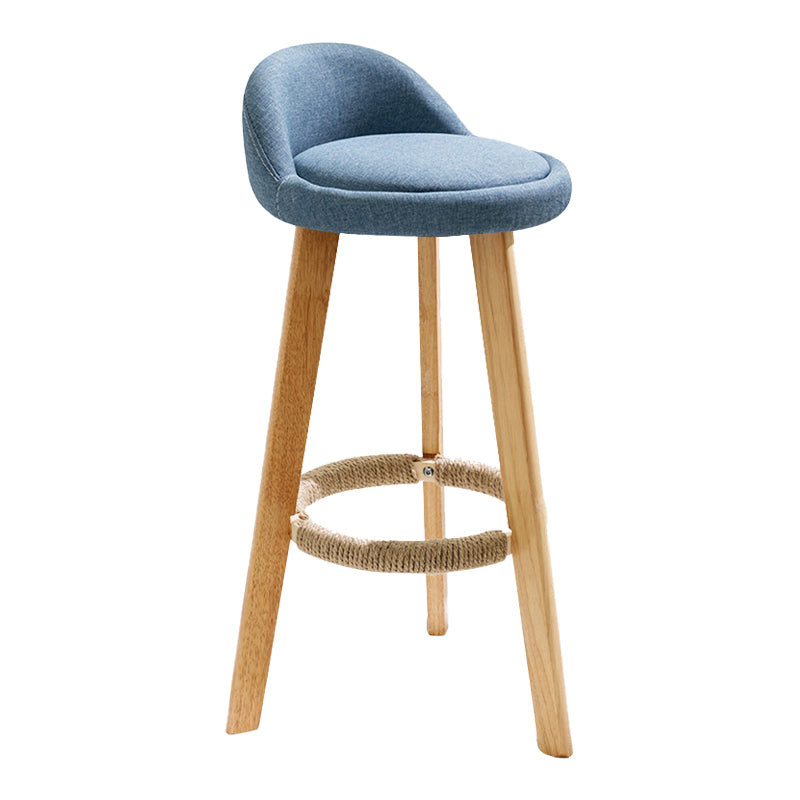 Scandinavian Coffee Shop Low Back Stool Matte Finish Upholstered Bar Stools