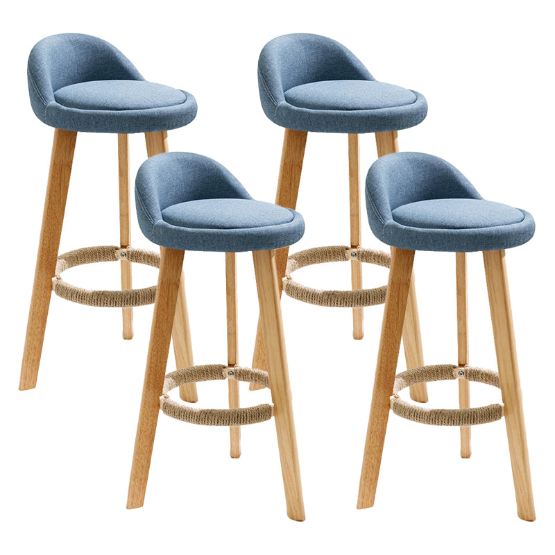 Scandinavian Coffee Shop Low Back Stool Matte Finish Upholstered Bar Stools